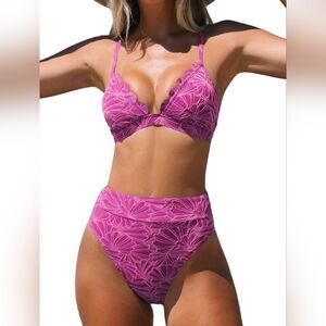 NWT CUPSHE Pink Floral Bikini Set